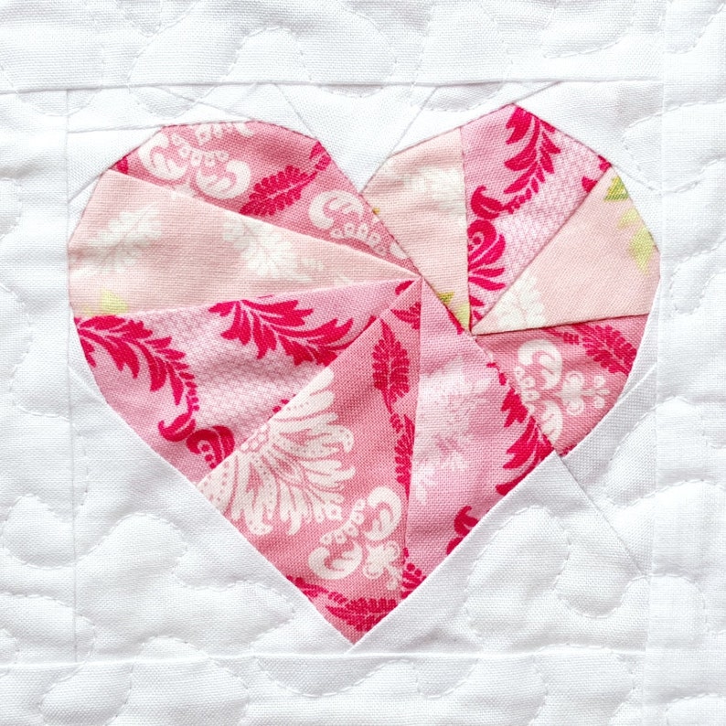 Heart Quilt Block Paper Piecing Pattern I Heart Quilting Etsy