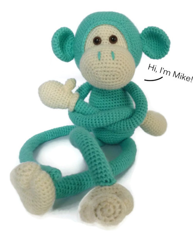 Mike the Monkey Amigurumi Crochet pdf Pattern EN, DK & NL image 2