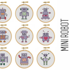 Mini Robot Collection - cross stitch pattern - Mini Robot - Pixel Art - Modern Cross Stitch