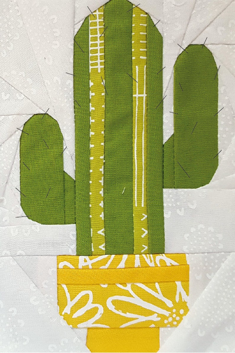 Cuddly Cactus Paper piecing pattern Quilt block pattern image 3