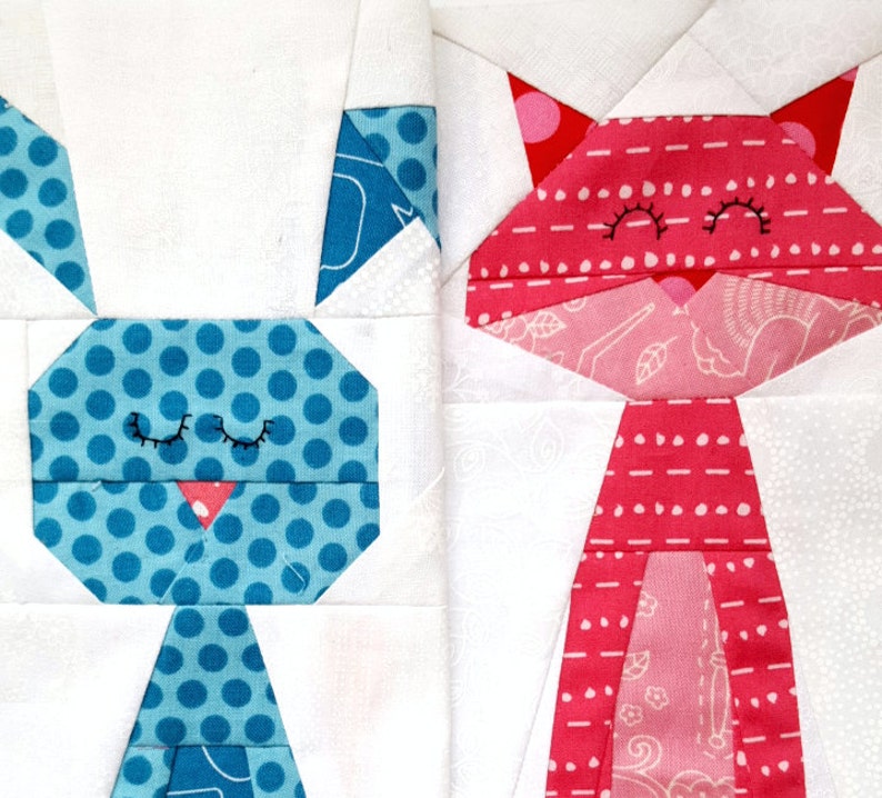 Funny Bunny quilt block pattern paper piecing block rabbit quilt image 2