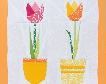 Tulips #2 - Paper piecing pattern - Flower pattern