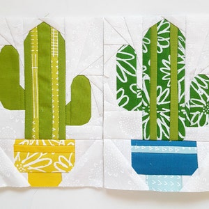 Cuddly Cactus Paper piecing pattern Quilt block pattern image 1