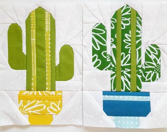 Cuddly Cactus Paper piecing pattern - Quilt block pattern