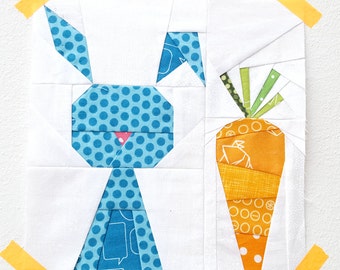 Funny Bunny quilt block  pattern - paper piecing block - rabbit quilt