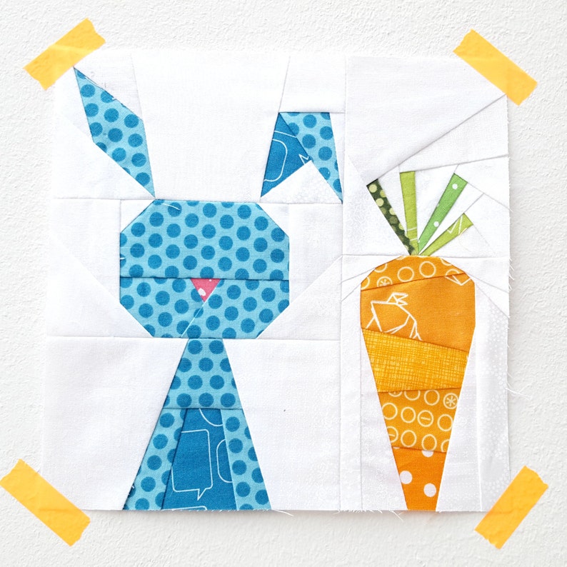 Funny Bunny quilt block pattern paper piecing block rabbit quilt image 1