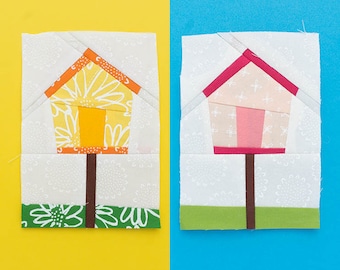 Bird House Paper piecing pattern - Quilt block pattern