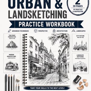 Übungsbuch für Stadt- und Landschaftsskizzen (PDF) | Druckbares Zeichenbuch | Zeichenübungen für Anfänger und Fortgeschrittene (Download)