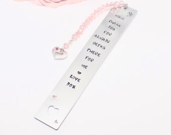 Personalised Hand Stamped Bookmark for Mum | Custom Aluminium Metal Quote Book Mark for Book Lovers, Gift for Mother, Birthday, Mother’s Day