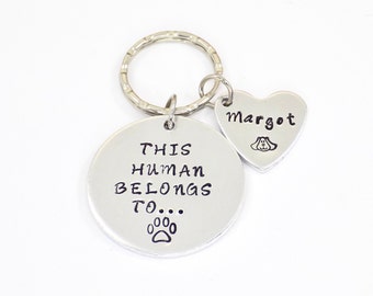 Hand gestempelt Haustier Besitzer Schlüsselanhänger: Personalisierte Katze / Hund Name Tag