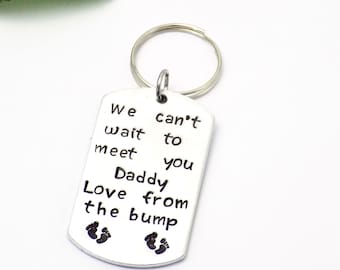 Zwillinge Schlüsselanhänger Geschenk von Bump, Schwangerschaftsankündigung, Papa zu sein, neuer Papa Geschenk, Zwillingsbaby-Andenken, Edelstahl, leicht, langlebig