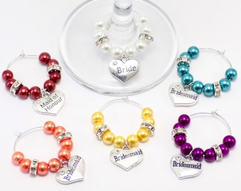 Wine Glass Markers, Custom Wine Charms, Bridesmaids Wine Glass Charm, Wedding Favor, Bridal Shower Gifts, Bridesmaid Glass Tags, Hen Do Gift