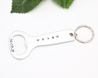 Custom Bottle Opener Keyring, Beer Bottle Opener, 10th Anniversary Gift, Personalised Bottle Opener, Gift for Boyfriend, Bottle Keychain