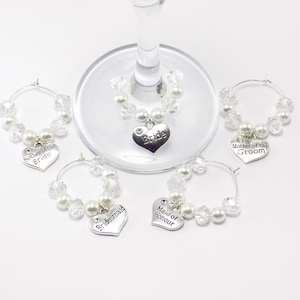 Wine Charms for Wedding, Bride and Groom Gift, Champagne Glasses, wine glass name tags, beaded wine charms, Wedding Glass Charm, Wine charm