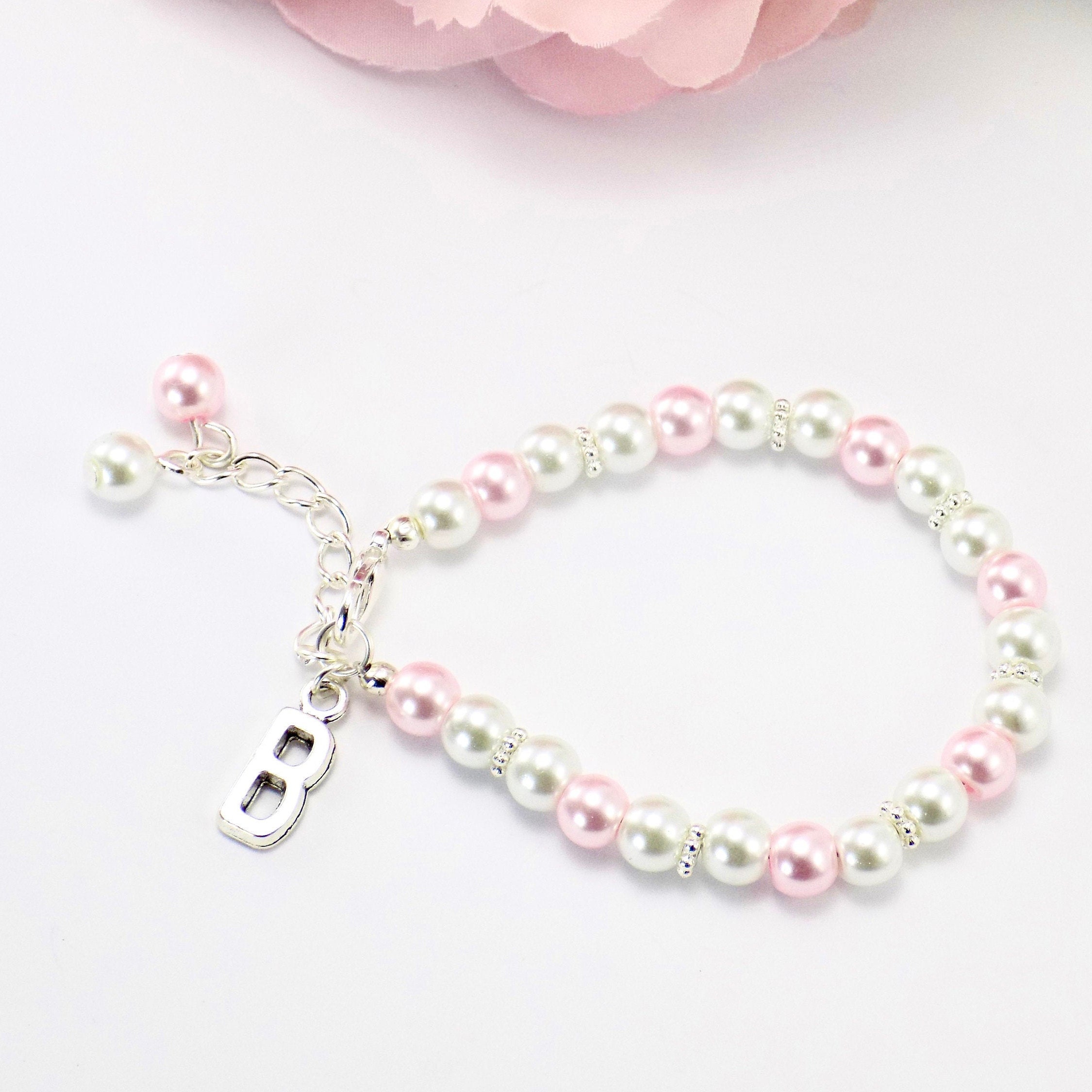 Pink Personalised Flower Girl Bracelet Flower Girl Gift - Etsy UK