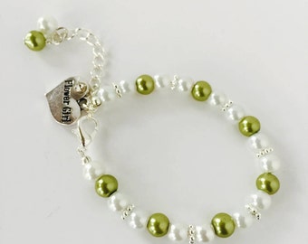 Salbei Blumen Mädchen Armband | Perle Hochzeitsschmuck | Rustikales Wald-Hochzeits-Andenken Geschenk