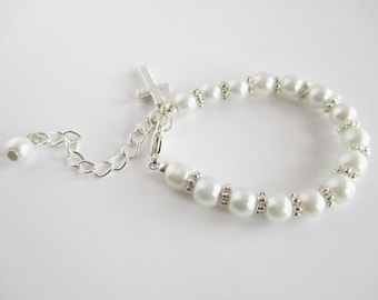 Baptism Bracelet, Baby Baptism Bracelet, Christening Bracelet, Girls First Holy Communion, Girls Confirmation Gift, Communion Bracelet