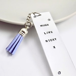 Personalized Aluminum Bookmark with Tassel: Hand Stamped Gift