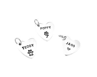 Namensschild für Schlüsselbund, extra Namensschilder für Schlüsselbund, Mini Namensschild, Silber Namensschild, Herz Schlüsselbund, Pferde Namensschild, Brautstrauß Charme