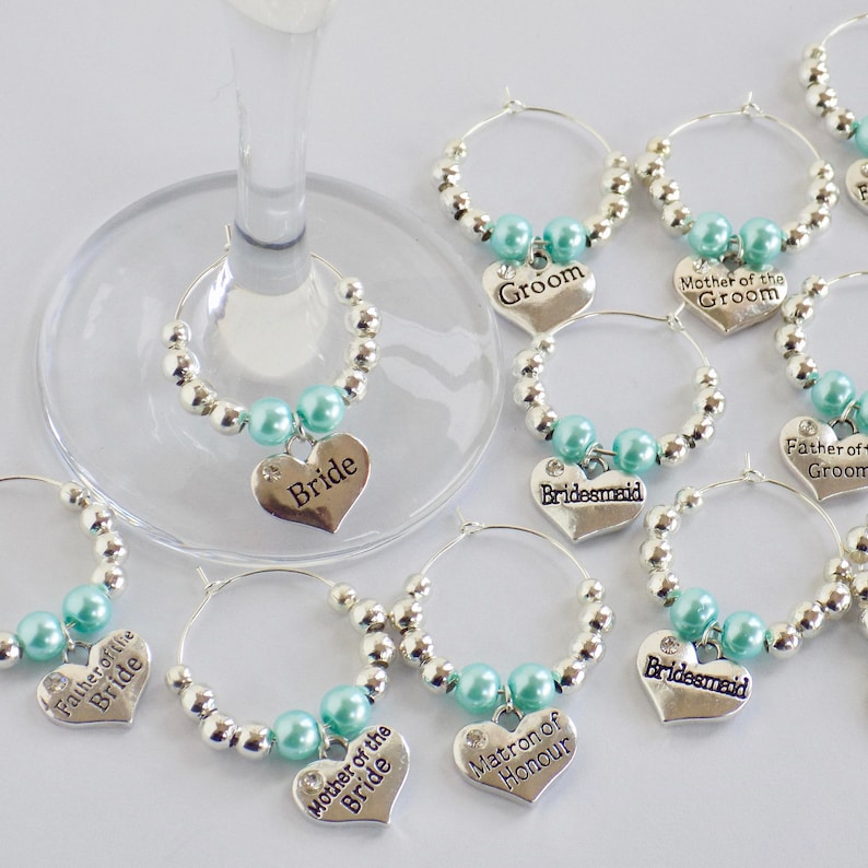 Wine Charms Personalised, Wedding Favours, Wine Glass Tags, Name Wine Charm, Wine Glass Markers, Bridesmaid Wine Charm, Custom Wine Charm image 1