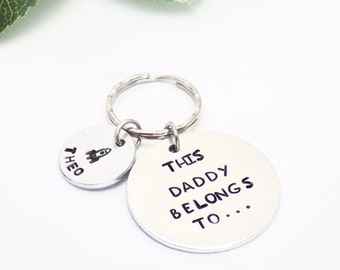 Daddy Keyring from Son, This Daddy Belongs to Keyring, Father's Day Gift, Daddy Birthday, Gift from Kids, New Daddy Gift, Godfather Keyring