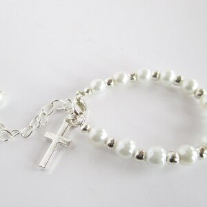 Cross Baby Bracelet, Baptism Bracelet, First Communion Bracelet, Baby Gift Bracelet, Christening Gift, Christening gift for Goddaughter
