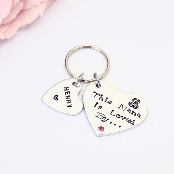 Nana Heart Keyring, Nana Mother's Day Gift,  Personalised Keychain, Nanny Gift, Gift for Nanna, Mother's Keyring Present