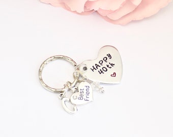 Best Friend Keyring, Birthstone Keyring, Birthday Keychain, Best Friend Keychain, 40th Birthday Gift, Best Friend Gifts, Friend Gift Idea