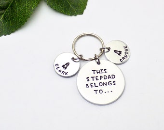 This Stepdad Belongs to Keyring, Step Father's Day Gift, Step Dad Birthday, Gift from Kids, Step Dad Gift, Bonus Dad Gift, Mens Keychain