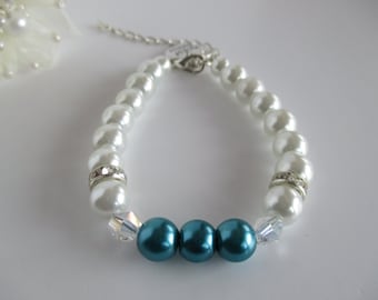 Türkis Perle Trauzeugin Armband: Hochzeit Bettelarmband für die Brautparty.