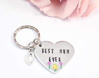 Best Mum Ever Keyring with Charm, Mum Keyring, Mom Keychain, Mom Gift from Kids, Mother's Day Gift, Heart Keyring,  Gift for Mummy