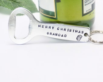 Merry Christmas Personalised Bottle Opener Keychain, Grandad Gifts, Custom Bottle OpenerGift,  Beer Lover Gift,