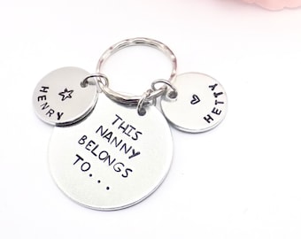Personalisiertes Kindermädchen Keychain, Hand gestempelt Geschenk von den Enkelkindern