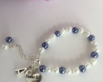 Thank You Flower Girl Bracelet, Flower Girl Gift, Flower Girl Proposal, Bridesmaid Bracelet, Adjustable Cildren's Bracelet, Pearl Bracelet