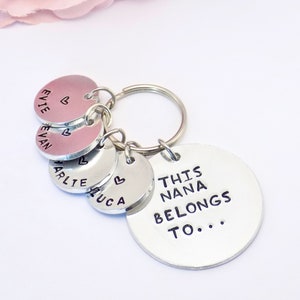 This Nana Belongs to Keychain, Nanny Keyring, Hand Stamped Keyring, Grandma Gift, Nana Gift, Gift for Nana, Personalised Keychain