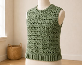 Omkeerbaar haakpatroon voor een vest (PDF), haakpatroon voor een vest met textuur, tutorial voor een modern gehaakt topje, doe-het-zelf kledingpatroon
