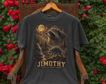 Vintage Jimothy Raccoon 90s Graphic Tee, Retro Seattle Feral Legend Comfort Colors® Wildlife Shirt