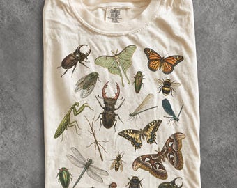 Vintage Insect Collection 90s Graphic Tee, Retro Butterfly Beetle Comfort Colors® Entomology Nature Shirt