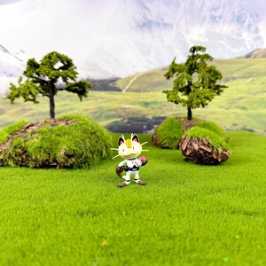 Figura de Meowth del Team Rocket, estatua de resina pintada a mano a escala 1/10, miniatura de Pokémon, juguete de Pocket Monster, regalo vintage para gamers de anime (4 cm)