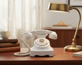 Retro Rotary Telephone Bluetooth Speaker Vintage Corded Desk Mic Voice Assistant