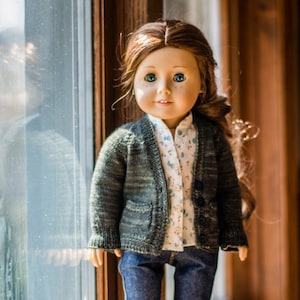 Libby - Boyfriend Cardigan Knitting Pattern for 18" Dolls