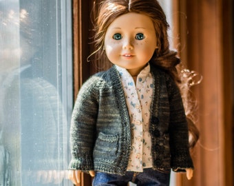 Libby - Boyfriend Cardigan Knitting Pattern for 18" Dolls