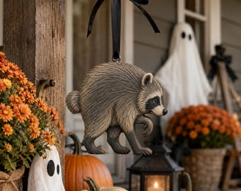 Jimothy Ornament, Wooden Racoon Decor, Funny Ornament, Seattle Ornament, Spooky Gift for Raccoon Lovers