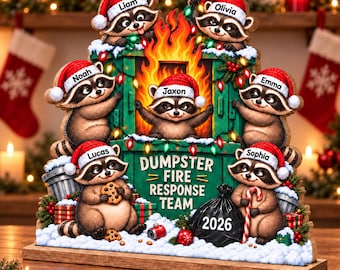 2026 Dumpster Fire Response Team, Funny Exchange Gift for Coworkers, Personalized Raccoon Wooden Sign, Work Bestie Team Gift