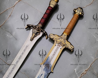Conan Barbarian Sword Life-size Replica - Hand-Forged Conan Barbarian Atlantean Sword - Conan Father's Destroyer Sword - Comes with sheath