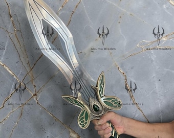 Dota 2 Butterfly Blade Life-size Metal Replica – Cosplay Prop Fantasy Sword with Wall Mount, Gift for Gamers