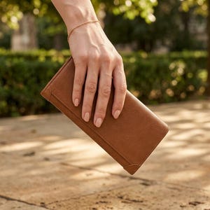 Full Grain Leather Long Wallet, Leather Bifold Wallet, Long Leather Wallet, Crazy Horse Leather Wallet, Long Card Wallet, Slim Bifold Wallet
