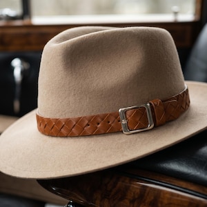 Leather Hat Band, Adjustable Buckle Strap, Western Fedora Accessory, Cowboy Hat Belt, Woven Boho Hatband, Removable Hat Decoration