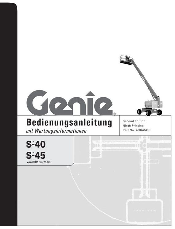 Genie S-40 / S-45 Telescopic Boom Lift Owner’s Manual (2011) PDF Download