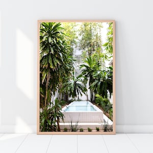 Framed Photography Print Mexico, Wall Art, Art Print Travel Photo, Home Decor, Around the World Series, Palm Trees and Pool